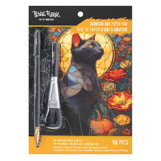 Brea Reese® 6" x 8" Fall Stained Glass Scratch Art Paper Pad